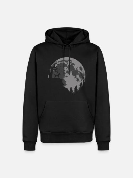 Heather Terrier Moon Silhouette - Men’s Premium Organic Hoodie - black