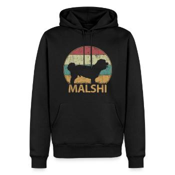 Malshi Hund Maltese Shih tzu Mix Vintage Retro - Männer Premium Bio Hoodie - Schwarz - Vorne - Nico (187cm)