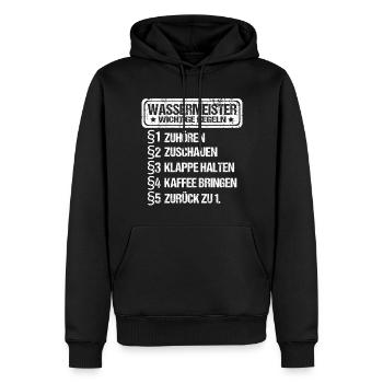 Wassermeister Spruch Lustig regeln - Männer Premium Bio Hoodie - Schwarz - Vorne - Nico (187cm)
