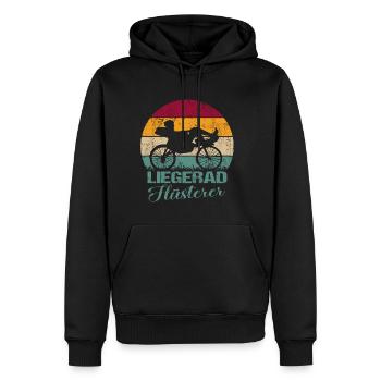 Liegefahrrad Liegerad Fahrrad Flüsterer - Männer Premium Bio Hoodie - Schwarz - Vorne - Nico (187cm)