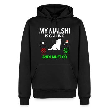 Malshi Hund Maltese Shih tzu Mix is Calling - Männer Premium Bio Hoodie - Schwarz - Vorne - Nico (187cm)