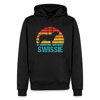 Large Swiss Bernese Mountain Dog Vintage - Men’s Premium Organic Hoodie - black - Front - Nico (187cm)