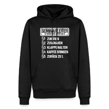 Seminarleiter Seminar Regeln Sprüche Spruch Lustig - Männer Premium Bio Hoodie - Schwarz - Vorne - Nico (187cm)