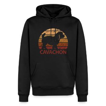 Cavachon Chien Vintage Rétro - Sweat à capuche Premium bio Homme - noir - Devant - Nico (187cm)