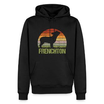 Frenchton Dog Papa Dad Master Vintage - Men’s Premium Organic Hoodie - black - Front - Nico (187cm)