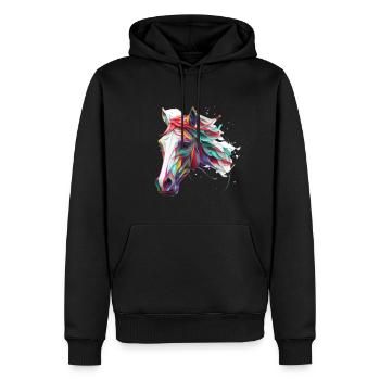 Mosaïque de tête de cheval - Sweat à capuche Premium bio Homme - noir - Devant - Nico (187cm)