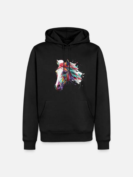 Hestehoved mosaik - Herre Premium økologisk hoodie - sort