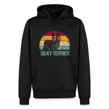 Australian Silky Terrier Vintage Rétro - Sweat à capuche Premium bio Homme - noir - Devant - Nico (187cm)