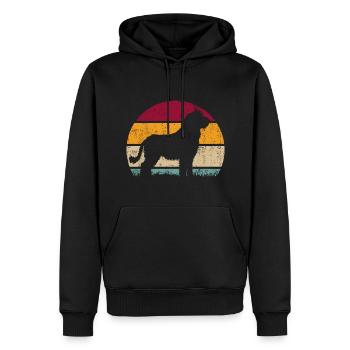 Komondor Hongrois Vintage Rétro - Sweat à capuche Premium bio Homme - noir - Devant - Nico (187cm)