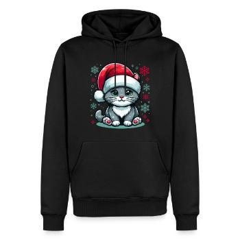 KATZE MIEZE KÄTZCHEN HAUSTIER WEIHNACHTEN SCHNEE - Männer Premium Bio Hoodie - Schwarz - Vorne - Nico (187cm)