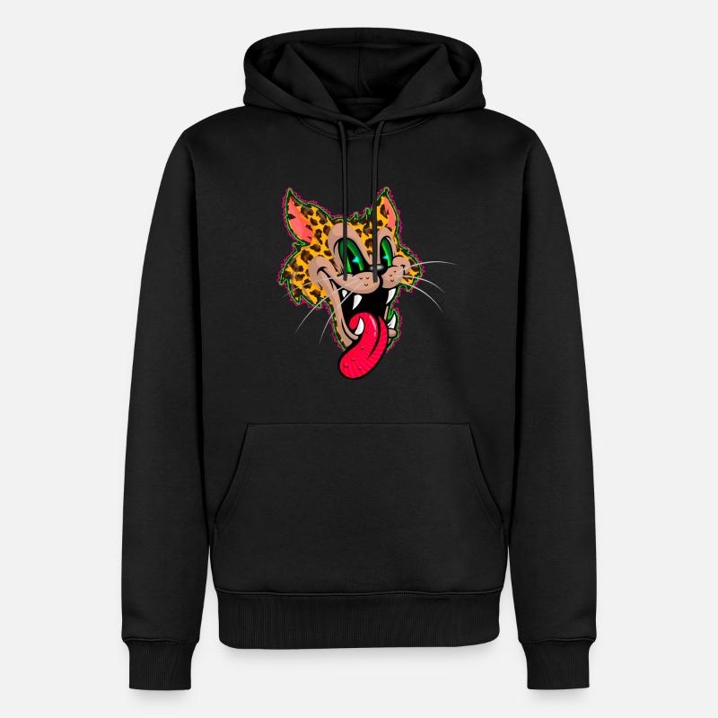 Leopard Comic Psychedelisch - Männer Premium Bio Hoodie - Schwarz