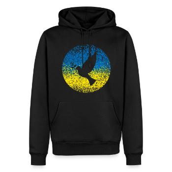 Ukraine Friedenstaube - Männer Premium Bio Hoodie - Schwarz - Vorne - Nico (187cm)