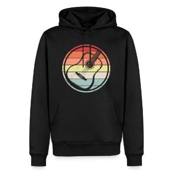 Acoustic Guitar Retro Gift Guitarist - Men’s Premium Organic Hoodie - black - Front - Nico (187cm)