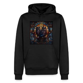 Owls Art Glass Picture Church - Sweat à capuche Premium bio Homme - noir - Devant - Nico (187cm)