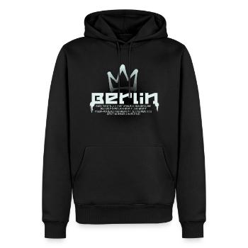 Berlin Schriftzug mit Krone - Männer Premium Bio Hoodie - Schwarz - Vorne - Nico (187cm)