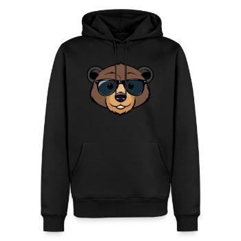 Cool cartoon bear with sunglasses - Men’s Premium Organic Hoodie - black - Front - Nico (187cm)