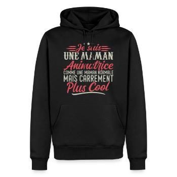 Ich bin eine Mama-Animatorin, ausgesprochen cool - Männer Premium Bio Hoodie - Schwarz - Vorne - Nico (187cm)
