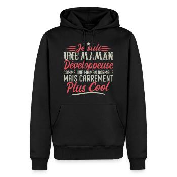 Ich bin eine Entwickler-Mama, ausgesprochen cool - Männer Premium Bio Hoodie - Schwarz - Vorne - Nico (187cm)
