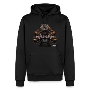 Tiger Bodybuilding Gym Workout - Männer Premium Bio Hoodie - Schwarz - Vorne - Nico (187cm)