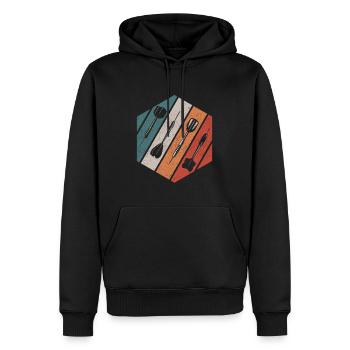 RETRO STEELDART DARTPFEILE DARTSPIELER DARTS - Männer Premium Bio Hoodie - Schwarz - Vorne - Nico (187cm)