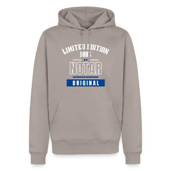 Limited Edition 100% - Notar - Original - Männer Premium Bio Hoodie - Taupe - Vorne - Nico (187cm)