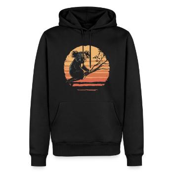 Koala sur arbre Vintage coucher de soleil - Sweat à capuche Premium bio Homme - noir - Devant - Nico (187cm)