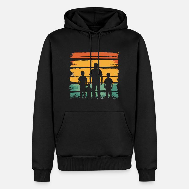 Vatertag Vater mit drei Söhnen retro vintage - Männer Premium Bio Hoodie - Schwarz