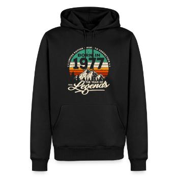 Legenden werden 1977 geboren - Männer Premium Bio Hoodie - Schwarz - Vorne - Nico (187cm)