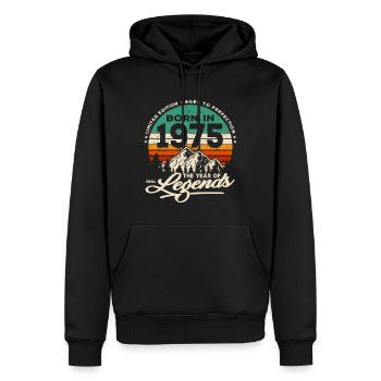 Legenden werden 1975 geboren - Männer Premium Bio Hoodie - Schwarz - Vorne - Nico (187cm)