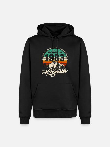 Legenden werden 1983 geboren - Männer Premium Bio Hoodie - Schwarz
