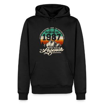Legenden werden 1987 geboren - Männer Premium Bio Hoodie - Schwarz - Vorne - Nico (187cm)