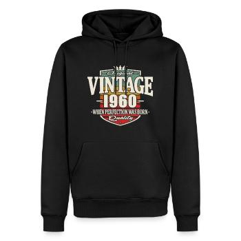 Vintage retro 1960 - Sweat à capuche Premium bio Homme - noir - Devant - Nico (187cm)