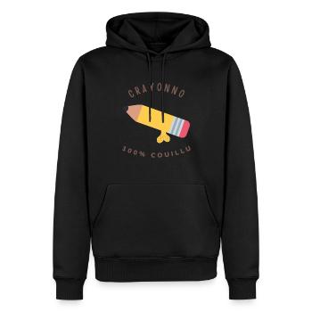 CRAYONNO 100% Couillu. Audacieux et courageux - Sweat à capuche Premium bio Homme - noir - Devant - Nico (187cm)