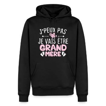 Je peux pas je vais être grand mère - Sweat à capuche Premium bio Homme - noir - Devant - Nico (187cm)