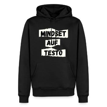mindset auf testo - Männer Premium Bio Hoodie - Schwarz - Vorne - Nico (187cm)