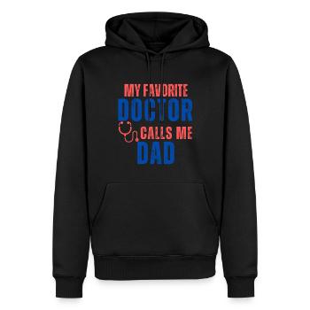 Father's Day My Favorite Doctor Calls Me Dad - Sweat à capuche Premium bio Homme - noir - Devant - Nico (187cm)