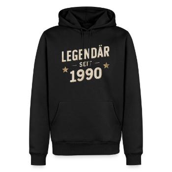 Légendaire depuis 1990 - Sweat à capuche Premium bio Homme - noir - Devant - Nico (187cm)