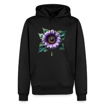 Sonnenblume violett Blumenranke Blume floral - Männer Premium Bio Hoodie - Schwarz - Vorne - Nico (187cm)