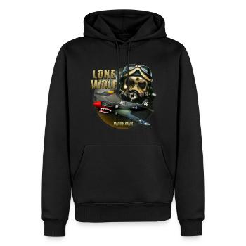 P40 Warhawk Einsamer Wolf - Männer Premium Bio Hoodie - Schwarz - Vorne - Nico (187cm)