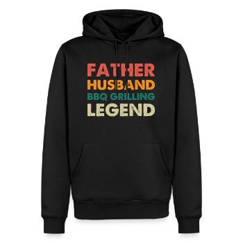 Father Husband BBQ Grilling Legend - Men’s Premium Organic Hoodie - black - Front - Nico (187cm)