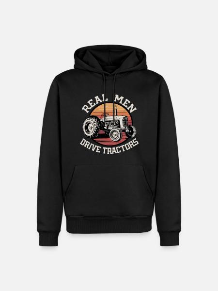 Real men drive tractors - Men’s Premium Organic Hoodie - black