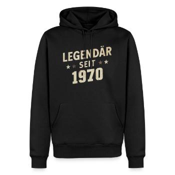 Légendaire depuis 1970 - Sweat à capuche Premium bio Homme - noir - Devant - Nico (187cm)