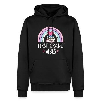 Erste Klasse Stimmung - Männer Premium Bio Hoodie - Schwarz - Vorne - Nico (187cm)