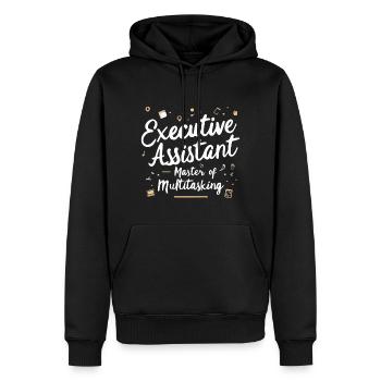 Assistante du Directeur Général Expert Multitâche - Sweat à capuche Premium bio Homme - noir - Devant - Nico (187cm)