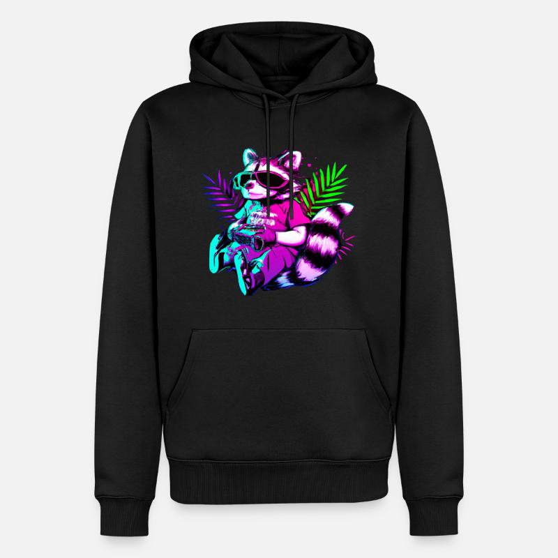 Chill Synth Coon - Männer Premium Bio Hoodie - Schwarz