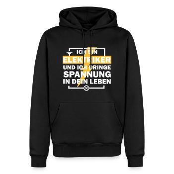 Elektriker - Ich bringe Spannung in dein Leben - Männer Premium Bio Hoodie - Schwarz - Vorne - Nico (187cm)
