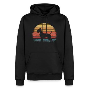 Hunde Silhouette - Retro Vintage Sunset - Männer Premium Bio Hoodie - Schwarz - Vorne - Nico (187cm)