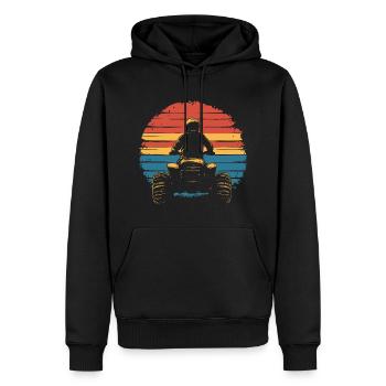 Quad quad coucher de soleil vintage - Sweat à capuche Premium bio Homme - noir - Devant - Nico (187cm)