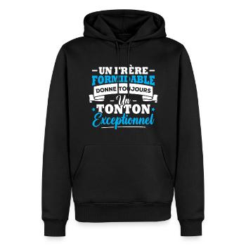 Un frère formidable donne un tonton exceptionnel - Sweat à capuche Premium bio Homme - noir - Devant - Nico (187cm)