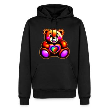 Süßer Teddybär mit Herz in bunt regenbogenfarben - Männer Premium Bio Hoodie - Schwarz - Vorne - Nico (187cm)